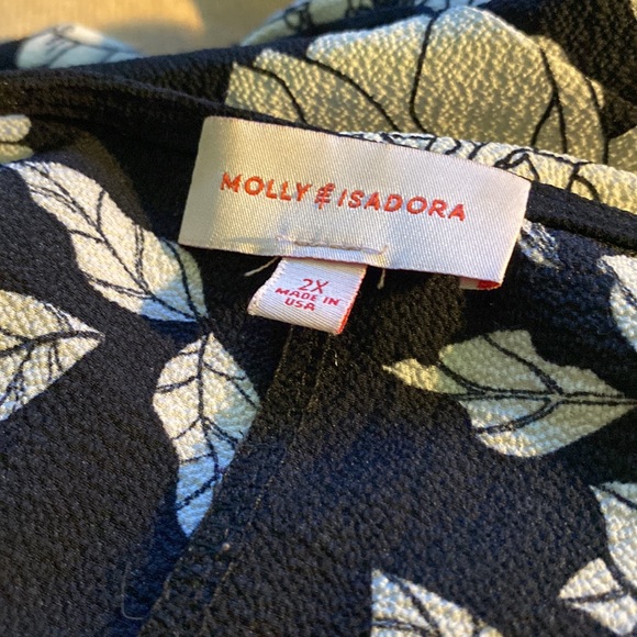 Molly & Isadora Top Black & White Floral Blouse with Front Tie sz 2x - Picture 4 of 4